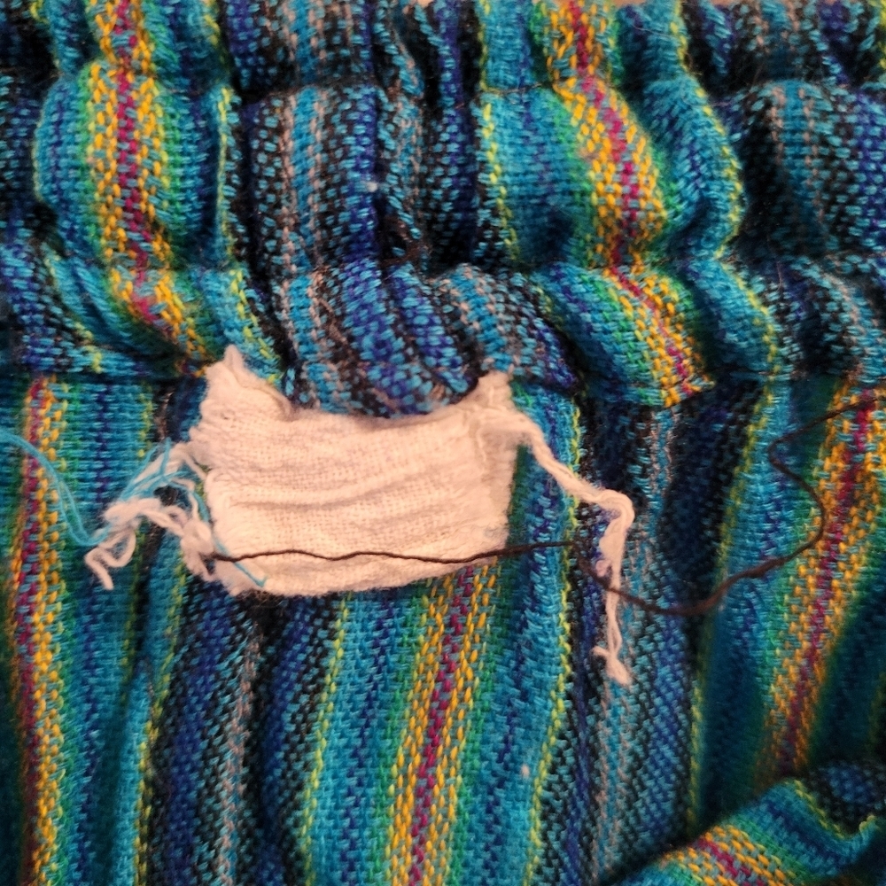 Vintage Blue Yellow Stripe Cargo Boho Hippy Pants - Picture 4 of 4